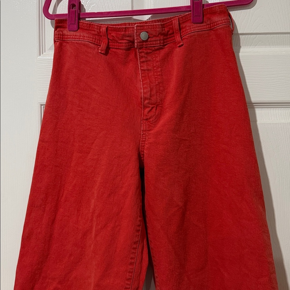 High-Rise Sailor Wide Leg Ankle Jeans - Orange 8 - Picture 3 of 7